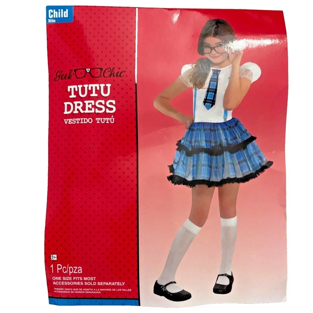 Geek Chic Tutu Dress Child Costume Halloween Fits Most School Girl Size 10